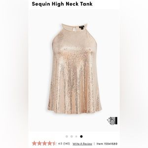 Torrid Gold Swing Sequin Halter Tank - Size Plus 00 Equivalent to Standard 10/12